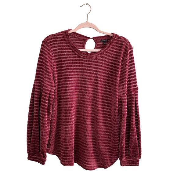 Hannah Red Burgundy Long Sleeve Crew Neck Sweater Women's Size Large - Picture 1 of 8